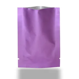 Matte Light Purple Heat Seal Open Top Pure Aluminum Packaging Bag Vacuum Mylar Foil Storage Bags For Food Cosmetic Mask Packing