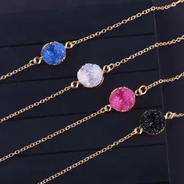 100st ny designharts sten druzy halsband 5 färger guldpläterad geometri sten hängsmycke halsband för eleganta kvinnor tjejer mode smycken