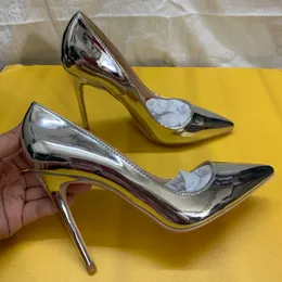 Бесплатные модные женские насосы насосы серебряные патентные кожаные точка пальмы на высоком каблуке обувь на каблуках на каблуках насосы на каблуках реальная фото бренд 12 см 10см