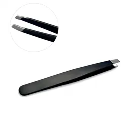1.2mm bevel stainless steel black eyebrow clip tweezers dressing eyebrow clip makeup eyebrow clip beauty tool 100 pcs DHL