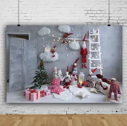 Traum 7X5ft Weihnachtszimmer Fotografie Hintergrund Wolke Leiter Weihnachtsbaum Geschenke Dekor Fotografie Hintergrund Weihnachten Party Hintergrund Studio