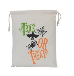 Nuovo arriva Halloween Candy Gift Sack Treat or Trick Borsa di tela stampata per bambini Festa per bambini Borsa con coulisse