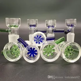 Cachimbos de água masculinos de 14 mm e 18 mm deslizam com tigelas de filtro de floco de neve azul e verde para plataformas de petróleo de água Bong