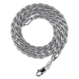 Najwyższa jakość 925 Srebrny szyjk srebrny łup 3 mm 18 22 -calowy Choker Rope Naszyjnik