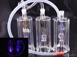 LED Glass Bongs Mini Dab Rig 5"inch mini beaker Bong 10mm Joint glass oil burner bongs with glass oil burner pipe and hose 2pcs