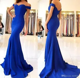 Katar 2024 Królewska niebieska satynowa syrena długa sukienki na bal mat