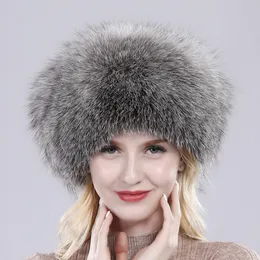 2019 Novo Estilo de Inverno Russa 100% Real Natural Fox Fur Hat Mulheres Qualidade Real Fox Fur Bomber Chapéus Hot Real Genuine Cap Pele De Raposa