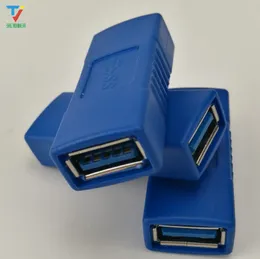 300 sztuk / partia High Speed ​​USB 3.0 Samica do kobiet Transfer USB Adapter Przedłużenie Dual-to-Female Connector Blue