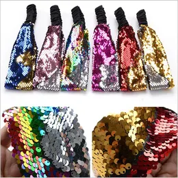 Headband Mermaid Sequins Headbands Girls Reversible Shinny Hairband Stretchy Hair Ring Bands Hair Accessories Party Headwear Bandanas C5757