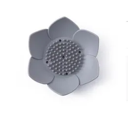 Flessibile a forma di loto in silicone per bagno, doccia, portasapone, piatto, vassoio, supporto di scarico, fiore, a forma di portasapone, in silicone