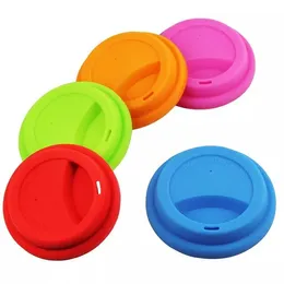 Universal Reusable Silicone Stretch Locks 9cm Mat Färskt täcke Silikonisolering Anti-Dust Cup Cover Tea Coffee Sealing lock