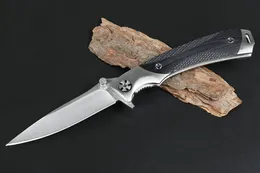 1 Sztuk Nowy 020 Uprawniony Otwarty Flipper Składany nóż 440C Satyna Blade Steel + G10 Uchwyt Odkryty Survival Taktyczne Noże Składane EDC Narzędzia
