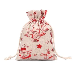 Linen Drawstring pouches Christmas Gift Pouches package bags Gift pack bags little Pouch sack Burlap