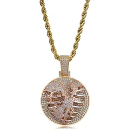 Mens Gold Iced Out CZ Cublic Zirconia Personalized Tore Heart Crack Lung Round Pendant Necklace Chain Hip Hop Jewelry Wh281h