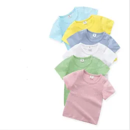 Kids Clothes Boys Solid T-shirts Girls Summer Short Sleeve Tops Baby Bamboo Cotton Casual Shirts Toddler Boutique Tee Fashion Blouses B5556