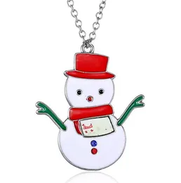 Fashion-Santa Claus Necklaces Painting Oil Deer Tree Stickers Pendant Link Chain Sweater Necklace Statement Jewelry Gift for Women Men