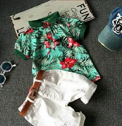 夏の幼児新生児の男の子の服Tシャツトップス+ショーツパンツ穏やかな服装セット