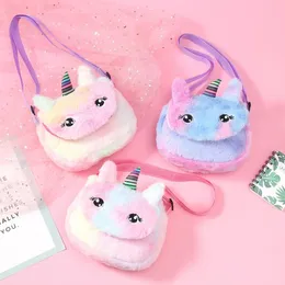 3 Styles Unicorn Plush Messenger Bag Colorful Baby Girl Messengers Crossbody Wallet Cartoon Kids Shoulder Bags Boutique Coin Purse Handbag