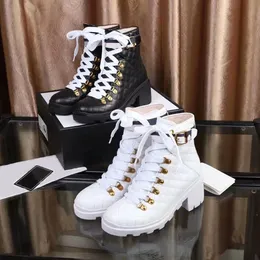 2019 classic Sewing thread increase high Woman Leather shoes Lace up Ribbon belt buckle ankle boot Real leather female rough heel women boot