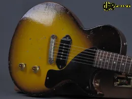 Rzadki 1957 Junior Tobacco Sunburst Dark Brown Heavy Relic Electric Guitar Ciete Ciało, 1 sztuka Neck (bez szalika), P-90 Pies Pickup