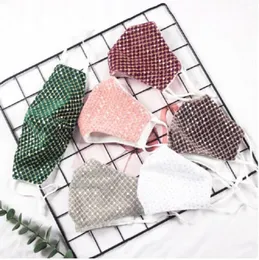 Adjustable Shiny Sequins Washable Mask Face Mouth Masks Reusable Cotton Protection Masker Anti-Dust Anti-Pollution 7colors