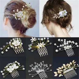 Gelin Saç Tarak Düğün Takı Çiçek Yapay elmas Tiaras Saç Aksesuarları Köpüklü Gelin Saç Combs headpieces 9 Stiller