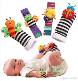 Fashion New arrival baby rattle baby toys Lamaze plush Garden Bug Wrist Rattle+Foot Socks 4 Styles Fast Shipping 50