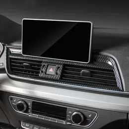 ABS Center Console Air Outlet Frame Dekoration Dekaler Bil Styling för Audi Q5 FY 2018 2019 LHD Carbon Fiber Color Interior
