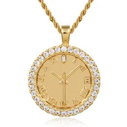 Personlighet Zircon Dial Pendant Hip Hop CZ Stones Bling Iced Out Watch Form för Mäns Mode Klocka Rhinestone Smycken Gift