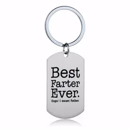 12pcs/Lot Best Farter Ever Oops I Mean Father Dad Keychain Stainless Steel Keyring Family Jewelry Daddy Key Chain Fathers Gifts