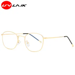 Wholesale-UVLAIK Classic Optical Anti-blue Men Women Glasses Texture Alloy Frame 0 deg High-definition Lens Unisex Filter Blue Eyewear