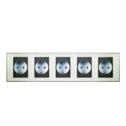 Freeshipping Wallpad Gorąca Sprzedaż 5 Gniazdo UE Luksusowe ściany Elektryczne 4 Wylot German Niemiecki Standard 16A AC110 ~ 250 V 382 * 86mm Rama Penta