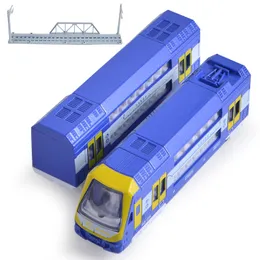 KW Diecast Alloy Double Deck Subway Model Toy, Magnetic Connection with Track, Sound& Lights, Pull Back, Ornament Xmas Boy Gifts, MS901-2,2-2