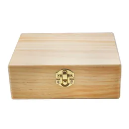 Elegante Aufbewahrungsbox aus Holz mit Rolltablett, natürliche handgefertigte Holz-Tabak- und Kräuter-Aufbewahrungsbox für Rauchpfeifenzubehör 000