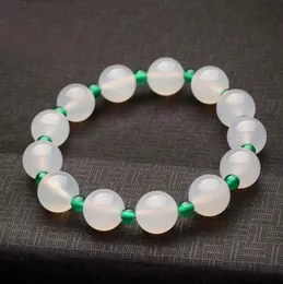 Natural chalcedony bracelet white and green chalcedony single circle jade bracelet female agate bracelet wholesale