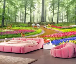 Beställnings- foto väggpapper 3d europeisk stil hd dröm skog blomma hav 3d landskap stor väggmålning tapet för sovrum vardagsrum vägg