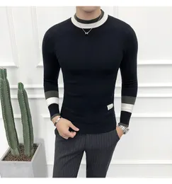 Sweter Mężczyźni Koreański Pół Turtleneck Męskie Sweter Jesień Winter Casual Slim Fit Swetry Tops Mężczyzna Z Długim Rękawem Dzianiny Odzież