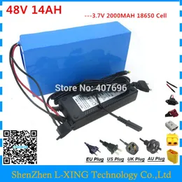 충전식 500W 48V 14AH 배터리 750W 48V14AH ebike 리튬 이온 배터리 20A BMS 54.6V 2A 충전기 무료 통관 수수료