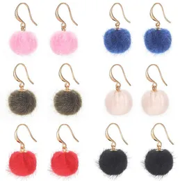Cute fake rabbit Fur Ball PomPom Long Drop Earrings For Women Soft Pom Pom Ear Dangle Jewelry Winter Gift
