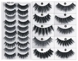 10 Çiftler% 100 Gerçek 3D Vizon Kirpikleri Yanlış Eyelashes Kalın doğal kirpikler Profesyonel makyaj kirpik uzatma