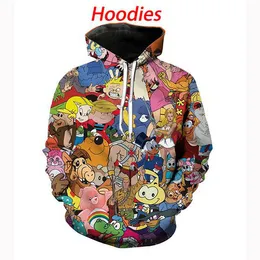 New Fashion Summer Designer Hoodies Mens Women 3D Casual Hoodie cartoons collage 80s Harajuku Pullovers R0656