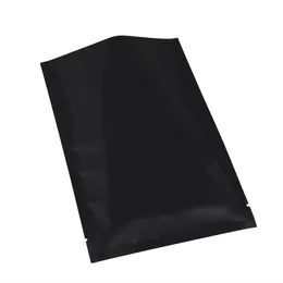 12x18cm Flat Black Metallic Open Top Bags w / tear notches Värmeförsegling Aluminiumfolie Mylar Matlagringsförpackningspåsar