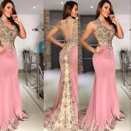 2020 New Sexy Pink Dark Red Mermaid Prom Dresses Lace Appliques Crystal Beaded Sleeveless Sheer Back Formal Evening Dress Wear Party Gowns