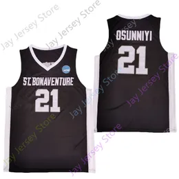 Св. Бонавентура Бон Бонни баскетбол Джерси 21 Osun Osunniyi 2024 Мужские черные сшитые сшиты
