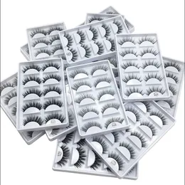 Cílios de vison 3D cílios falsos naturais cílios longos Extensão de cílios longos Ferramenta de maquiagem Faux Faux Lashes 5Pairs/Set With Clear Cap