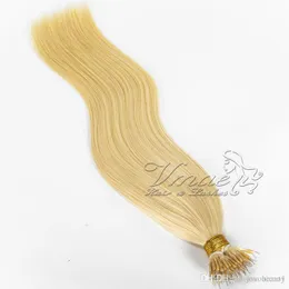 Russisches Echthaar, unbehandelt, 1 g/Strähne, 40,6 bis 66 cm, glatt, 100 g, braun-weiß-blond, doppelt gezeichnete Nano-Spitzen-Keratin-Haarverlängerungen