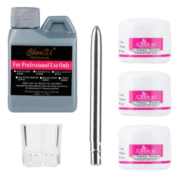 Portable Kit 3st Acrylic Liquid Powder Nail Art Pen 1st Clear Glass Dappen Dish Manicure Tools Set