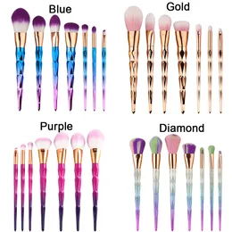 7PC Set Diamond Makeup Smurs Sposmetic Mieszanie Rainbow Professional Makeup Pędze Zestaw Eyeliner Eyeliner Lip Pędzel Pędzel Beauty Tool Najlepsza jakość