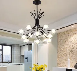 Modern Black LED chandelier lighting Nordic Glass hanging lamps dining room restaurant bedroom loft deco fixtures MYY