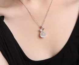 Fashion- Pendant 925 Silver Plated White and Pink Apple Pendant Necklace Clavicle Apple Pendant Jewelry without chain Christmas Gift